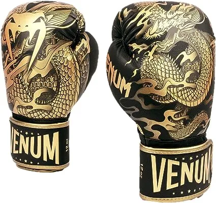 Venum Dragon's Flight Boxing Gloves - Black/Bronze 16 oz