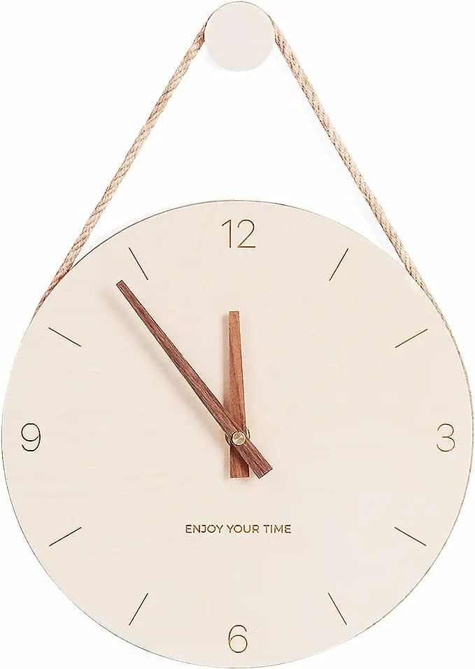 Wall Clock Wood 10 Inch Silent Wall Clock Decorative Operated Non Ticking Analog Retro Fashion Clock for Living Room/Kitchen/School/Office/Bedroom…