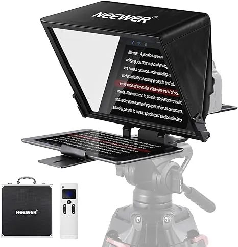 NEEWER Teleprompter X14 with RT-110 Remote & APP Control (Bluetooth Connection via NEEWER Teleprompter App), Portable No Assembly Compatible with iPad Android Tablet, Smartphone, DSLR Camera