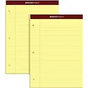 Tops 63950 Docket Ruled Perforated Pads, 8 1/2 x 11 3/4, Canary, 50 Sheets, Dozen