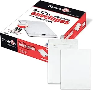 Quality Park Survivor 9 x 12 Catalog Envelopes made with DuPont Tyvek Material, Self Sealing, Puncture, Tear & Moisture Resistant, 100/Box (QUAR1460)