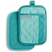 KitchenAid Beacon Two-Tone Pot Holder 2-Pack Set - 7"x10" - Aqua Sky