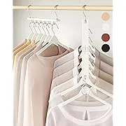 MORALVE Space Saving Hangers for Closet Organiser - 4 Pack European Beechwood Shirt Organiser for Closet - Space Saver Hangers for Clothes - Closet Clothes Organiser Space Saving Collapsible Hangers