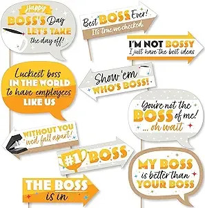 "Funny Happy Boss's Day - Best Boss Ever Photo Booth Props Kit - 10 Piece"