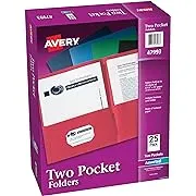 Avery Two-Pocket Folder, 40-Sheet Capacity, Assorted Colors, 25/Box