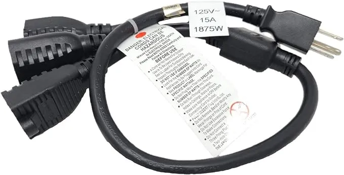 14” 1-to-3 Heavy Duty 14 AWG Power Cord Splitter (NEMA 5-15P to NEMA 5-15R x 3) (M05-113YUL-14)