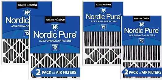 Nordic Pure 20x25x4 MERV 15 Pleated Plus Carbon AC Furnace Air Filters 2 Pack