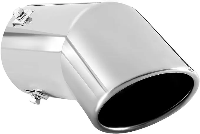 TriTrust Exhaust Tip, 2.75-3 inch inlet adjustable, 3.5'' Outlet 8'' Long Muffler Tip, Chrome Stainless Steel Truck Car Turn Down Tail Tip, Clamp On Tailpipe