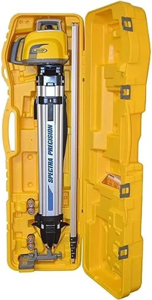 Spectra Precision LL300N-2 Laser Level, Self Leveling Kit with HL450 Receiver, Clamp, 15' Grade Rod / Inches and Tripod , Yellow