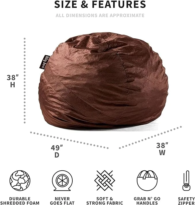 Big Joe Removable Cover Large Fuf Bean Bag Cocoa