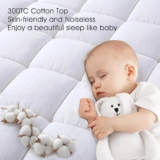 EASELAND King Size Mattress Pad Pillow Top Mattress Cover Quilted Fitted Mattress Protector Cotton 8-21" Deep Pocket Cooling Topper (78x80 Inches, White)