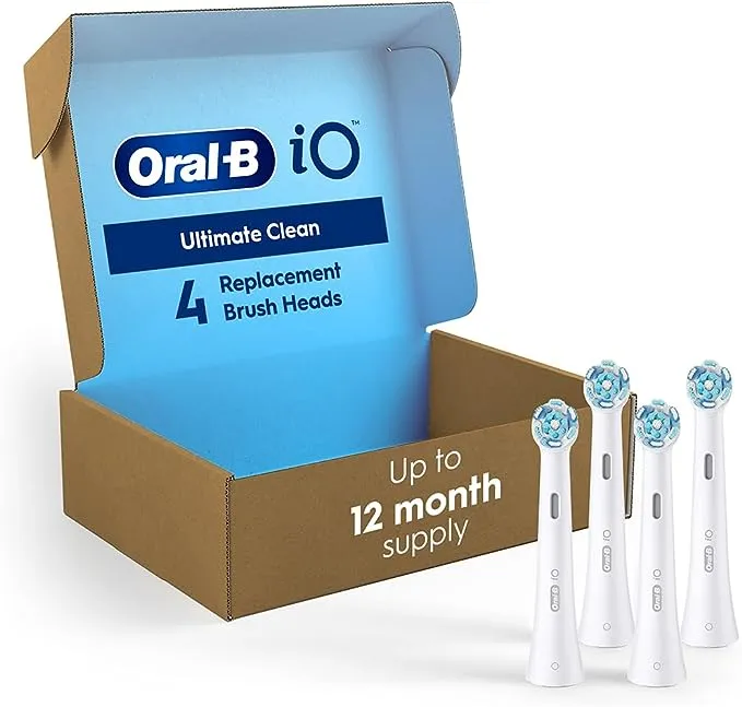 Oral-B Io Ultimate Clean Replacement Brush Heads, White, 4 Count