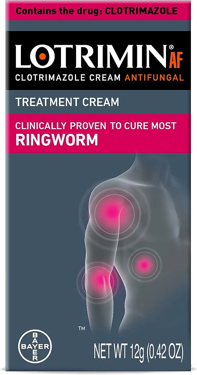 Lotrimin AF Ringworm Cream Clotrimazole 1% - Clinically Proven Effective Antifungal Cream Treatment of Most Ringworm, For Adults and Kids Over 2 years, .42 Ounce (12 Grams)