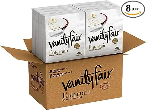 Vanity Fair Entertain Paper Napkins, 3-Ply Disposable Napkins, Dinner Size , 40 Count (Pack of 8)