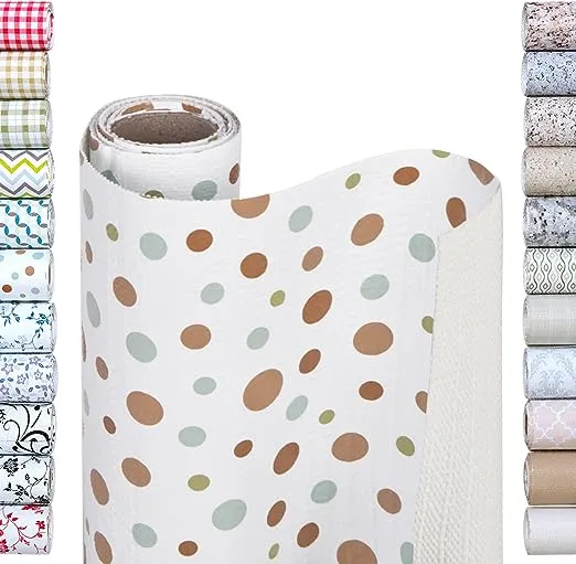 Smart Design Bonded Grip Shelf Liner - 12 Inch x 10 Feet - Non Adhesive, Strong Grip Bottom, Easy Clean Kitchen Drawer, Cabinet, Cupboard Dresser Protector Cover, Non Slip Rubber Mat - Dizzy Dots