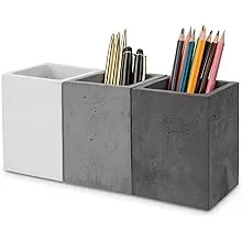 Modern Gray Concrete Pen Pencil Holder Cups Office Stationary Organizer,Set of 3