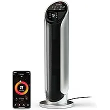 Atomi Smart WiFi Tower Heater –25” 1500W, Wide-Angle Oscillation, Medium Indoor Room Coverage, Overheating and Tip-Over Safety, 3 Heating Modes, App Control, Compatible with Alexa and Google Assistant