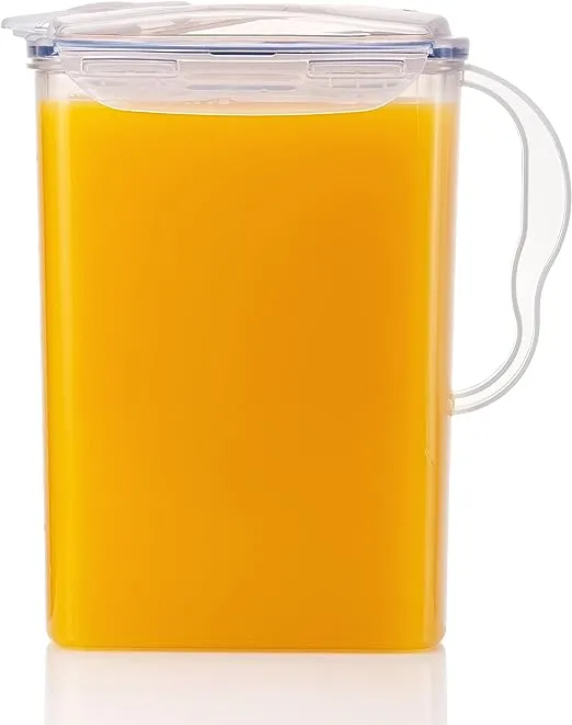 LocknLock Aqua Fridge Door Water Jug with Handle BPA Free Plastic Pitcher with Flip Top Lid Perfect for Making Teas and Juices, 3 Quarts, Clear