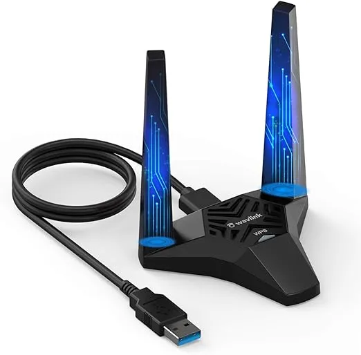 WAVLINK USB 3.0 WiFi Adapter,AC1300 Wireless Network Adapter for Desktop PC,Dual Band 5G/866Mbps+2.4G/400Mbps with 2x3dBi High Gain Antennas,MU-MIMO,Magnetic Design for MacOS10.7-10.15 Windows