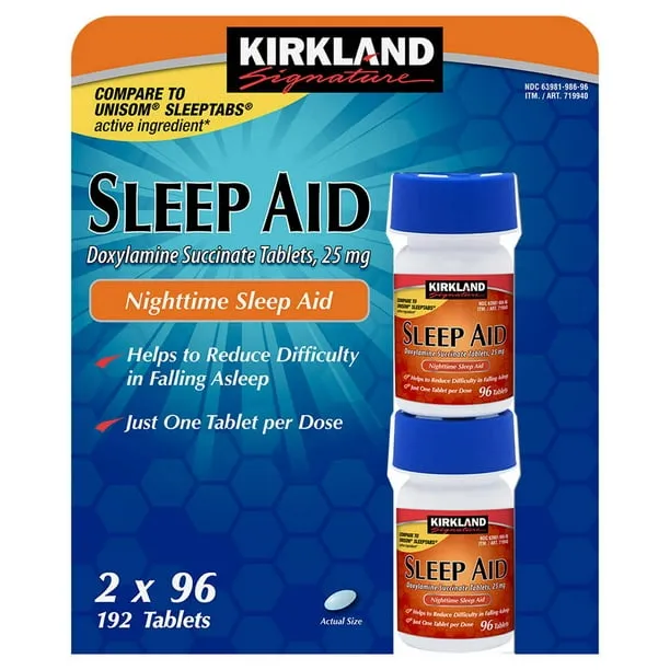 Kirkland Signature Nighttime Sleep Aid (Doxylamine Succinate 25 mg), 192 Tablets Personal Healthcare / Health Care