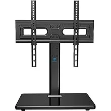 PERLESMITH Universal Swivel TV Stand-Table Top TV Stand for 32-60,65 inch TV-Height Adjustable TV Base with Heavy-Duty Tempered Glass Base, VESA