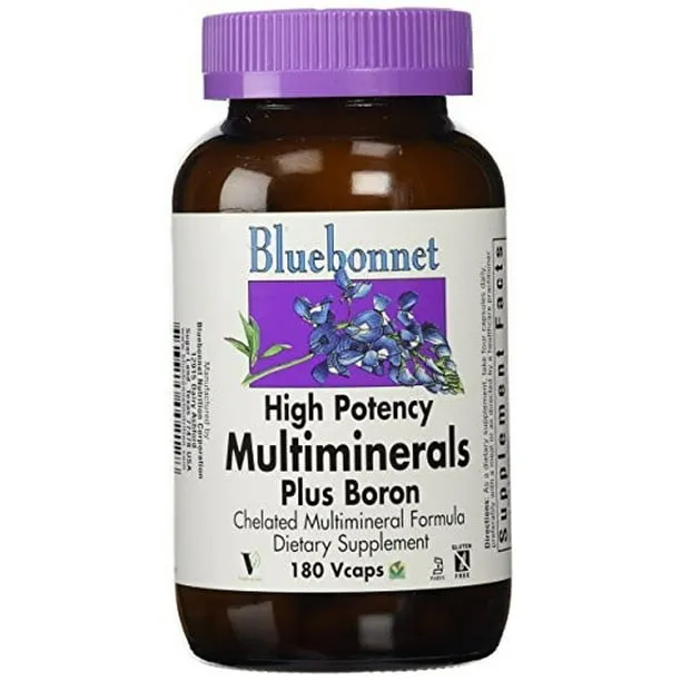 Bluebonnet Nutrition, мультиминералы и бор, 180 вегетарианских капсул