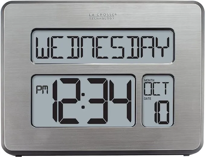 La Crosse Technology Atomic Wall/Table Clock, Metal, 7.5-inch H x 9.75-inch W x 1-inch D (C86279)