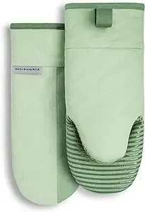 KitchenAid Beacon Two-Tone Oven Mitt 2-Pack Set, Pistachio/Graphite Green, 5.75"x13"