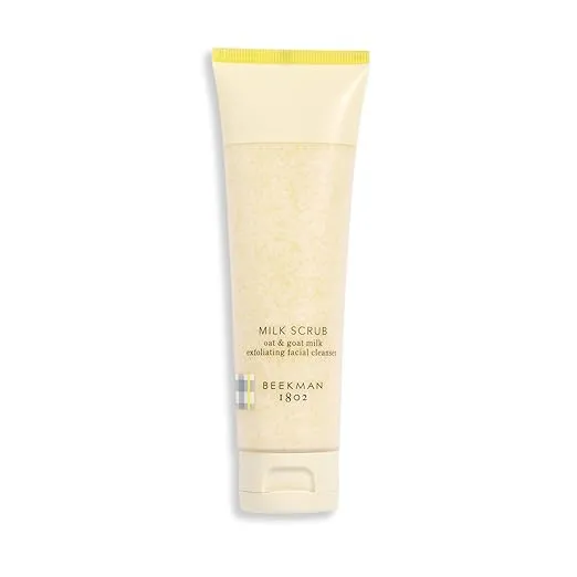 Beekman 1802 Milk Scrub Oat + Goat Milk Exfoliating Face Cleanser - Fragrance Free - With Oat Milk & Jojoba Beads - Skin Barrier & Biome Safe - Good for Sensitive Skin - Cruelty Free