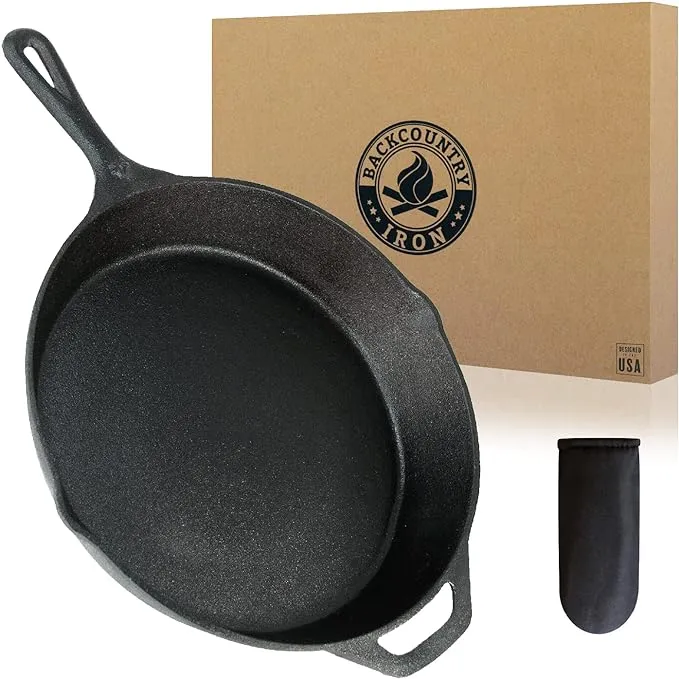 Backcountry Iron 10-1/4 Inch Round Medium Pre-Seasoned Cast Iron Skillet