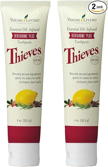 Young Living Thieves Dentarome Plus Toothpaste | 4 oz (2-Pack) | Natural Oral Care for a Bright Smile | Thieves-Infused Toothpaste | Naturally Derived Ingredients