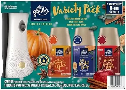 Glade Automatic Spray Air Freshener, 1 Holder + 3 Refills, Mixed Fall Scents