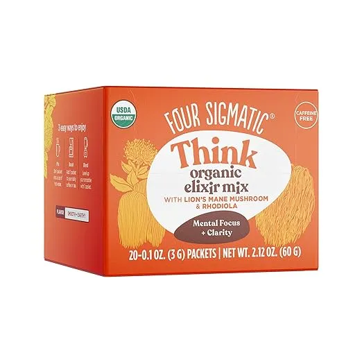 Four Sigmatic Lion's Mane Elixir Mushroom Coffee Alternative by Four Sigmatic | Organic Lion's Mane Mushroom Powder, Rhodiola & Rose Hips | Immune & Memory Support | Paleo | Pack of 20