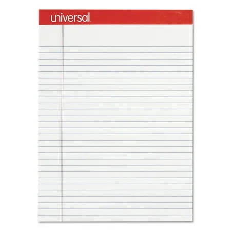 Universal Perforated Edge Writing Pad, Legal Ruled, Letter, White, 50 Sheet, Dozen