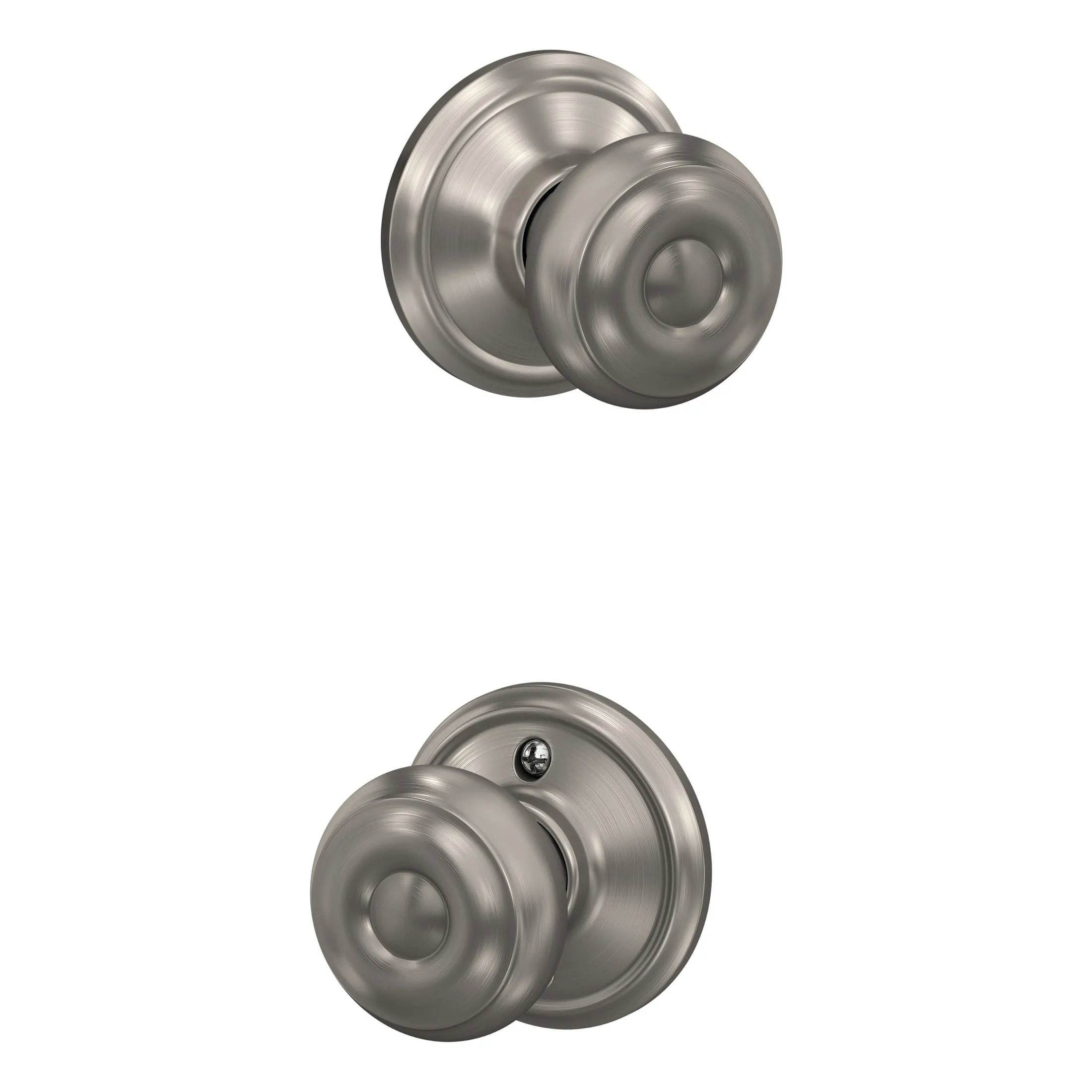 Schlage F10 GEO 619 Georgian Door Knob, Hall & Closet Passage Lock, Satin Nickel