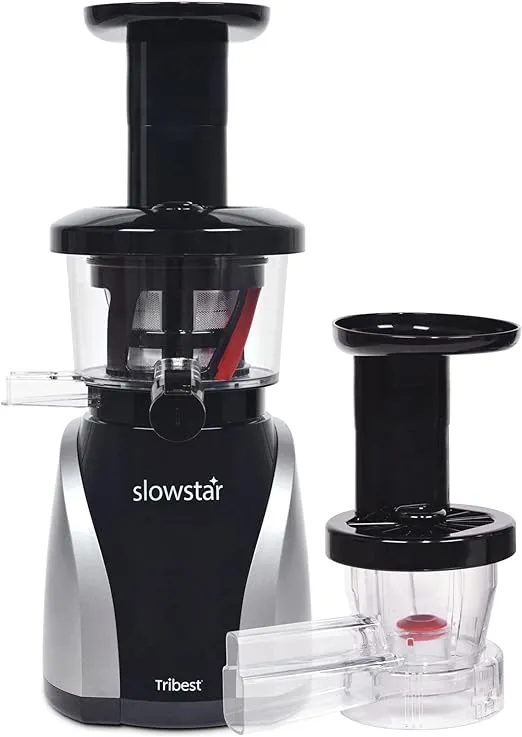 Tribest Slowstar SW-2020 Vertical Masticating Cold Press Juicer & Juice Extractor with Mincer, Silver