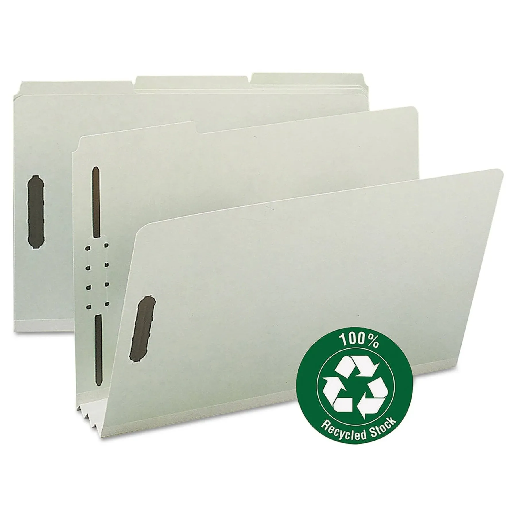 Smead Recycled Pressboard Fastener Folders, Legal, 3" Expansion, Gray-Green, 25-box