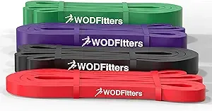 WODFitters Stretch Resistance Pull Up Assist Band with EGuide, 4 Band Set