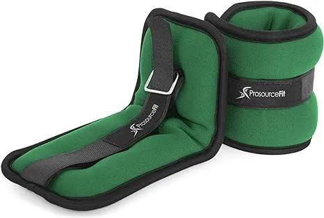 ProSource Ankle Wrist Weights Set of 2, Running Comfort Fit Adjustable, 1 lb - Green