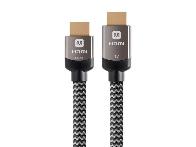 Monoprice 4K High Speed HDMI Cable - Braided - 4K@60Hz, 18Gbps, HDR, CL3 In-Wall Rated, 50ft, Grey