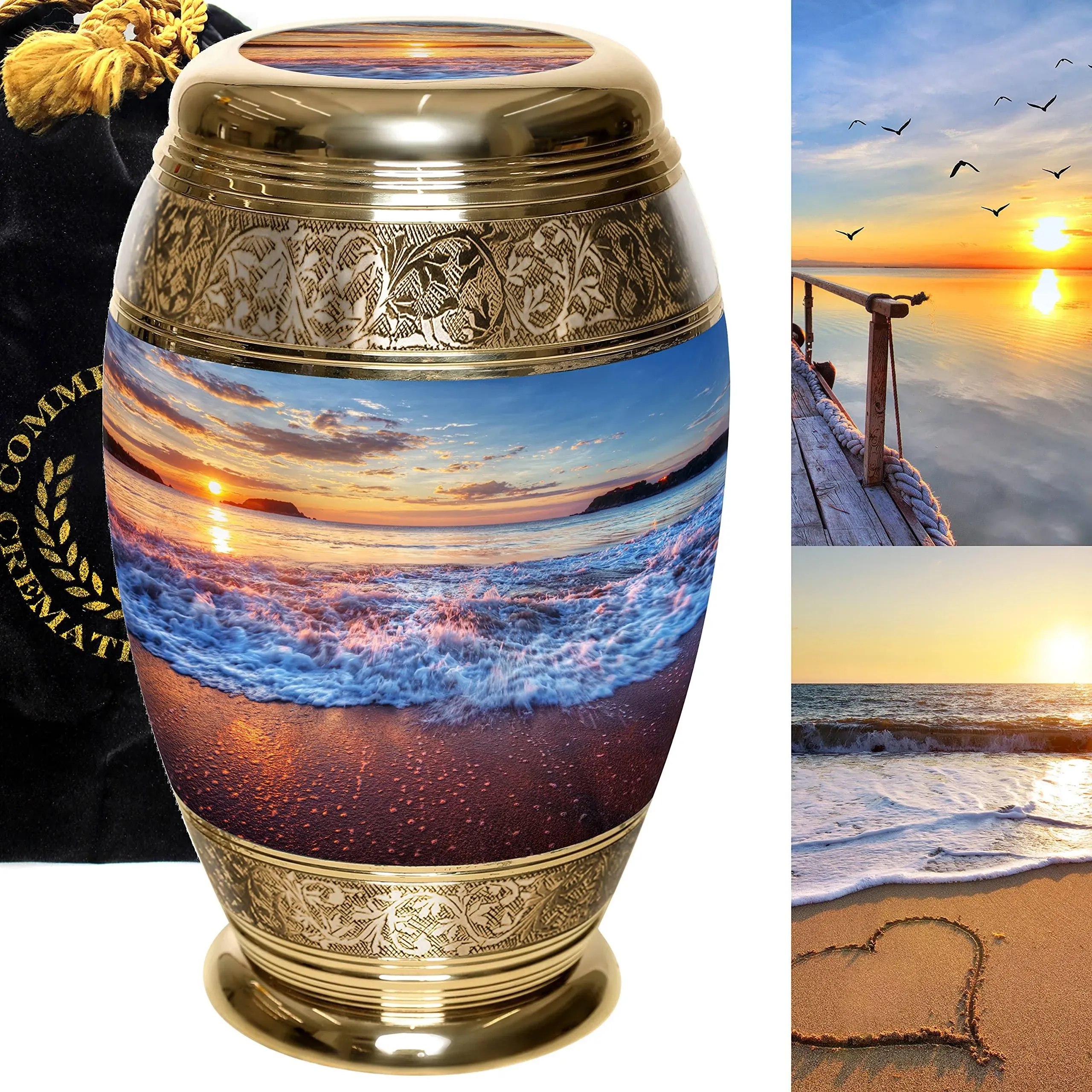 Hawaiian Sunset Urn Cremation for Human Ashes Large, Multicolor 