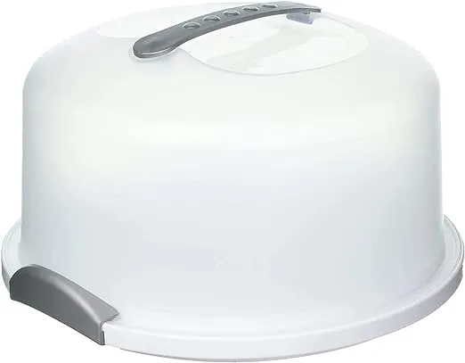 Cake Carrier Storage Container With Lid & Locking Handles for 12 inch Layer Cake White Dome for Transporting Cakes & Desserts