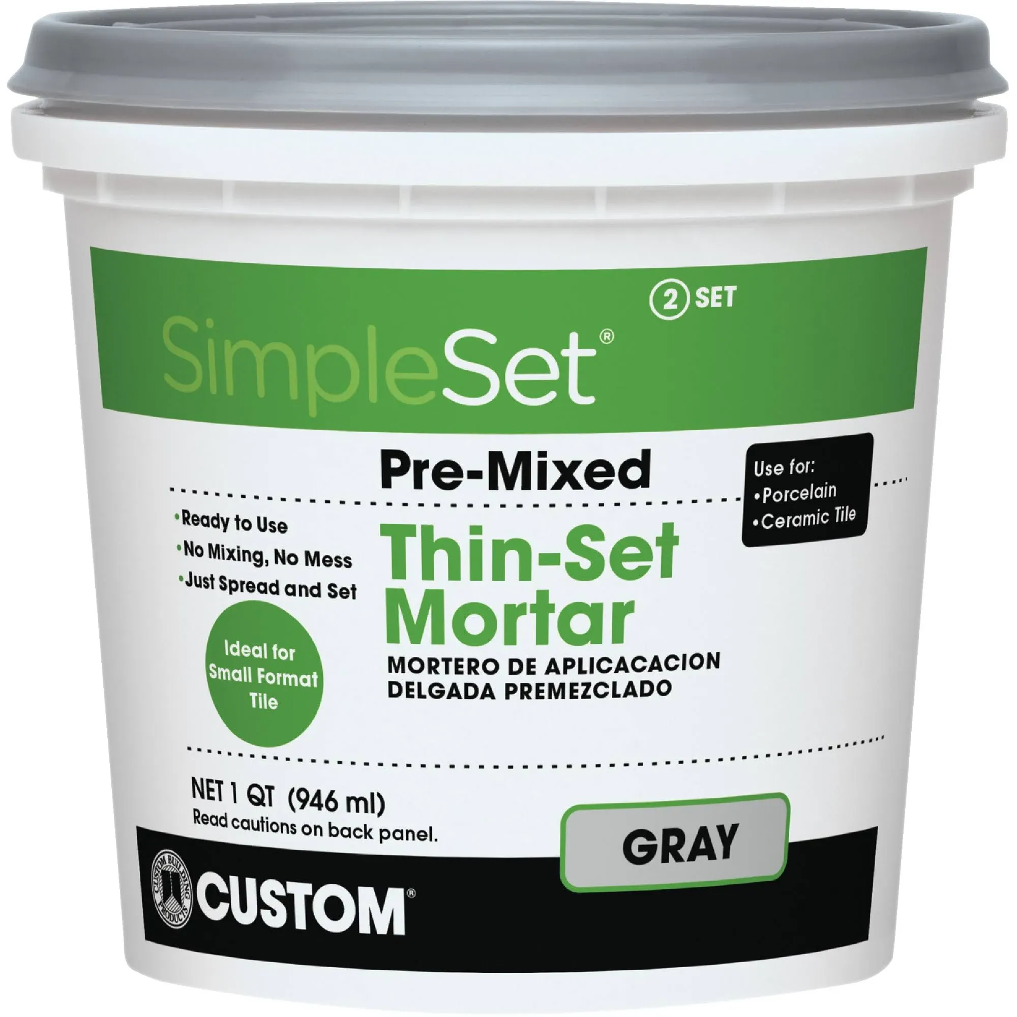 Custom SimpleSet Pre-Mixed Ceramic Thin-Set Mortar, Gray