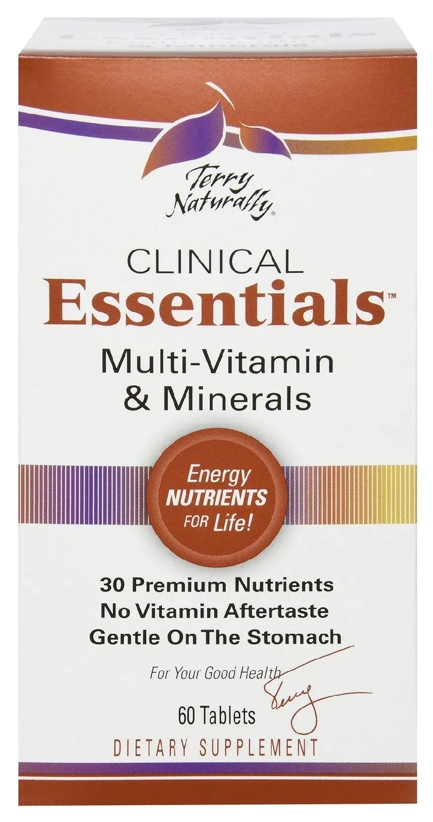 Terry Naturally Clinical Essentials - 120 Capsules - Multi-Vitamin & Minerals - Gentle on The Stomach, No Vitamin Aftertaste - Non-GMO, Gluten Free - 30 Servings