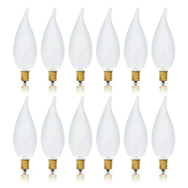 Simba Lighting Candelabra Flame Tip Frosted CA10 40W E12 Base Light Bulbs