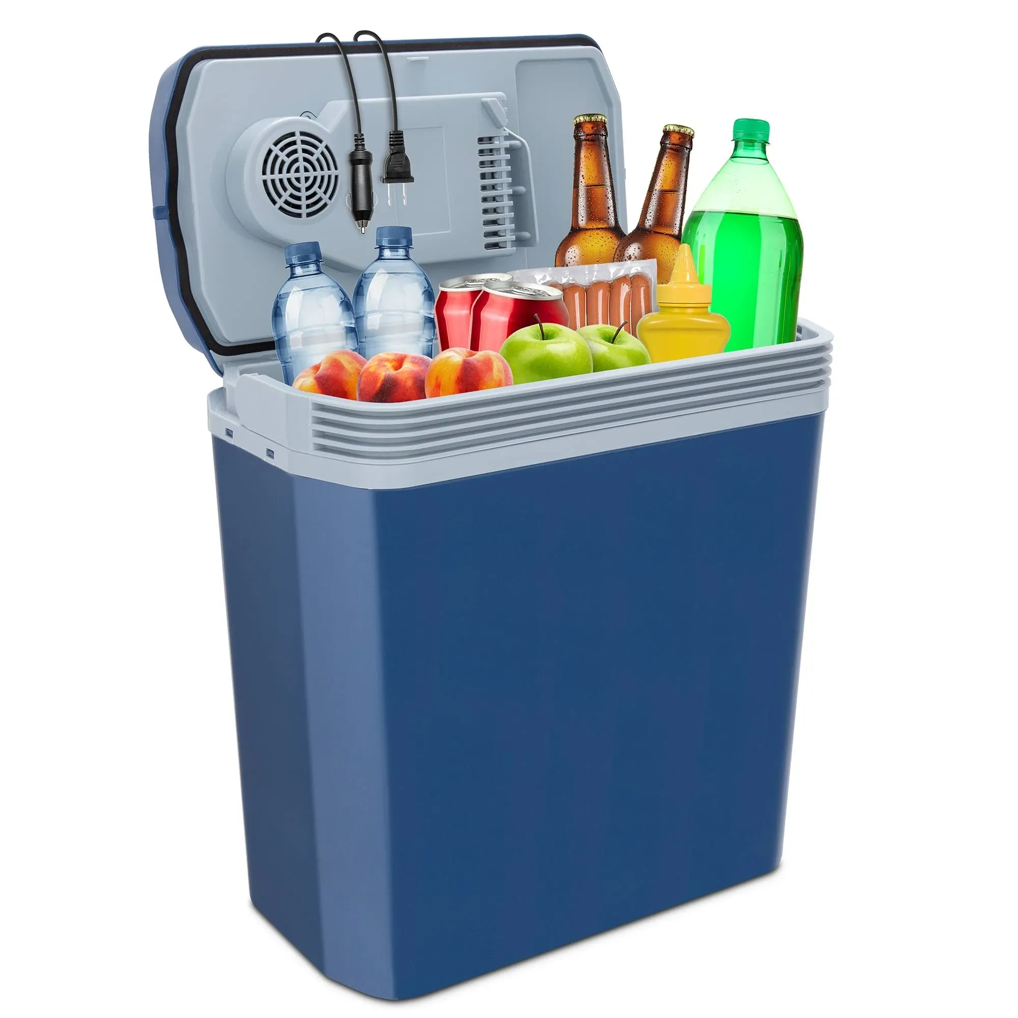 Ivation Electric Cooler & Warmer, 24 L Portable Thermoelectric 12 Volt Cooler with Handle (Blue)