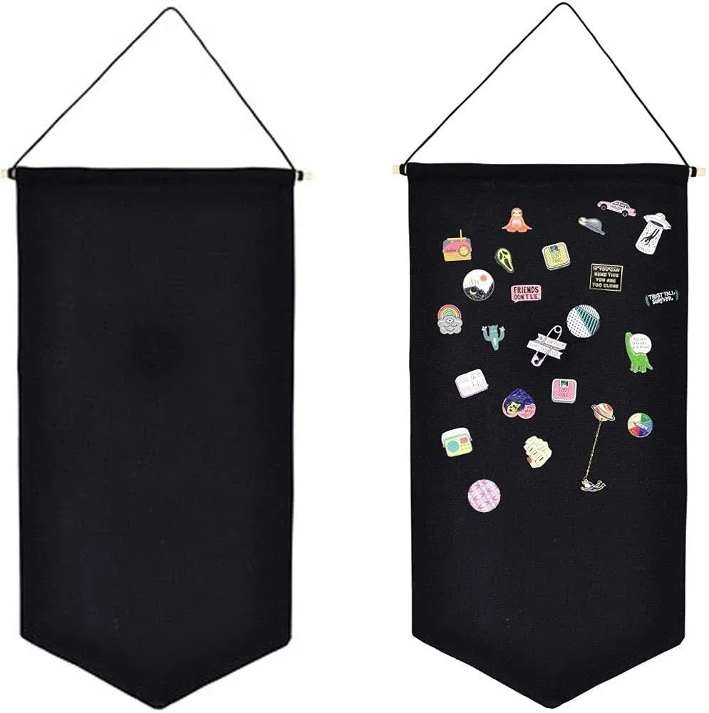 2PCS Blank Cotton Canvas Banners, Enamel Pin Wall Display Banner for Enamel Lapel Badge Collection (A)