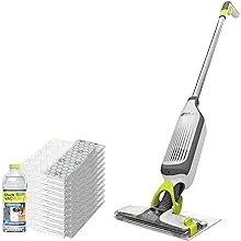 Shark VM200P12 VACMOP Vacuum Mop Bundle with 12 Disposable VACMOP Pads & 12 oz. Cleaning Solution, White