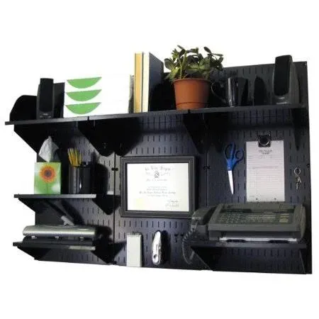 Wall Control Office Wall Mount Desk Storage and Organization Kit; Black