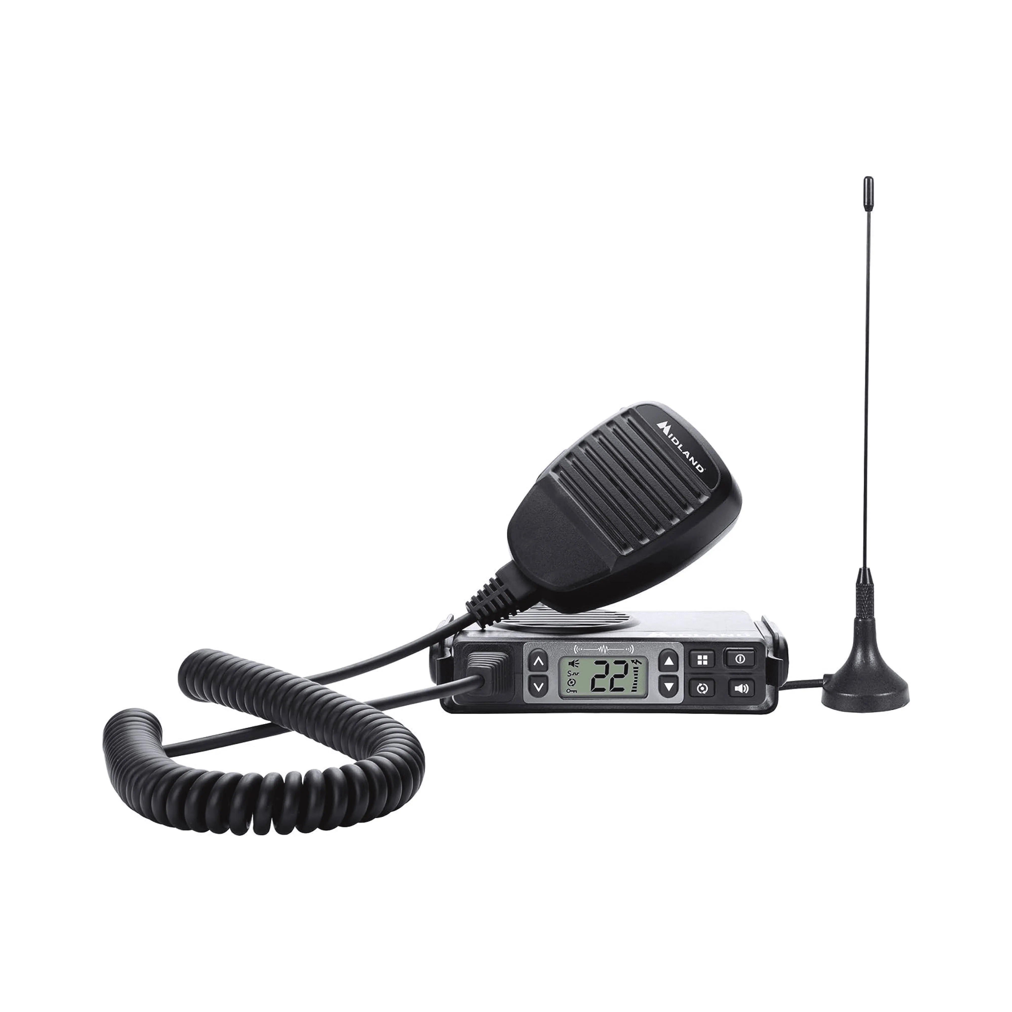 Midland – MXT105 - 5 Watt GMRS MicroMobile Two Way Radio - Off Roading Outdoor RZR Farm Trails Radio - External Magnetic Mount Antenna - NOAA Weather Alerts